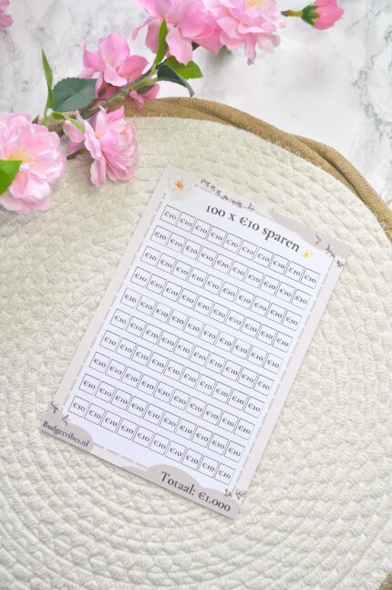 A5 100 x €10 sparen challenge