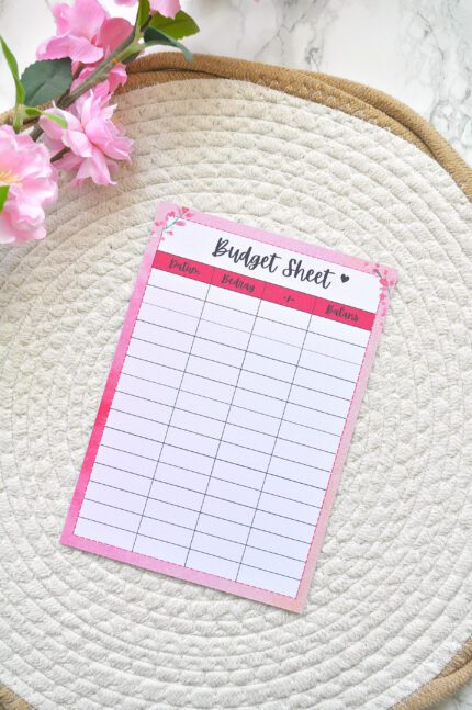 A5 Budget Sheet Roze